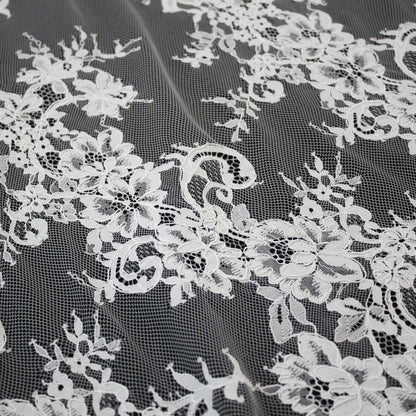 Re-embroidered Lace | Floral Bouquets | High Double Floral Branch & Paisley Border | H 150 cm | FSW2248