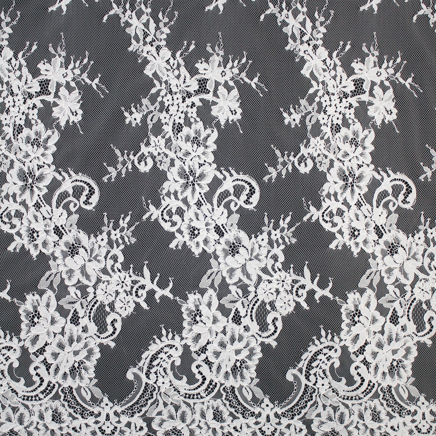Re-embroidered Lace | Floral Bouquets | High Double Floral Branch & Paisley Border | H 150 cm | FSW2248
