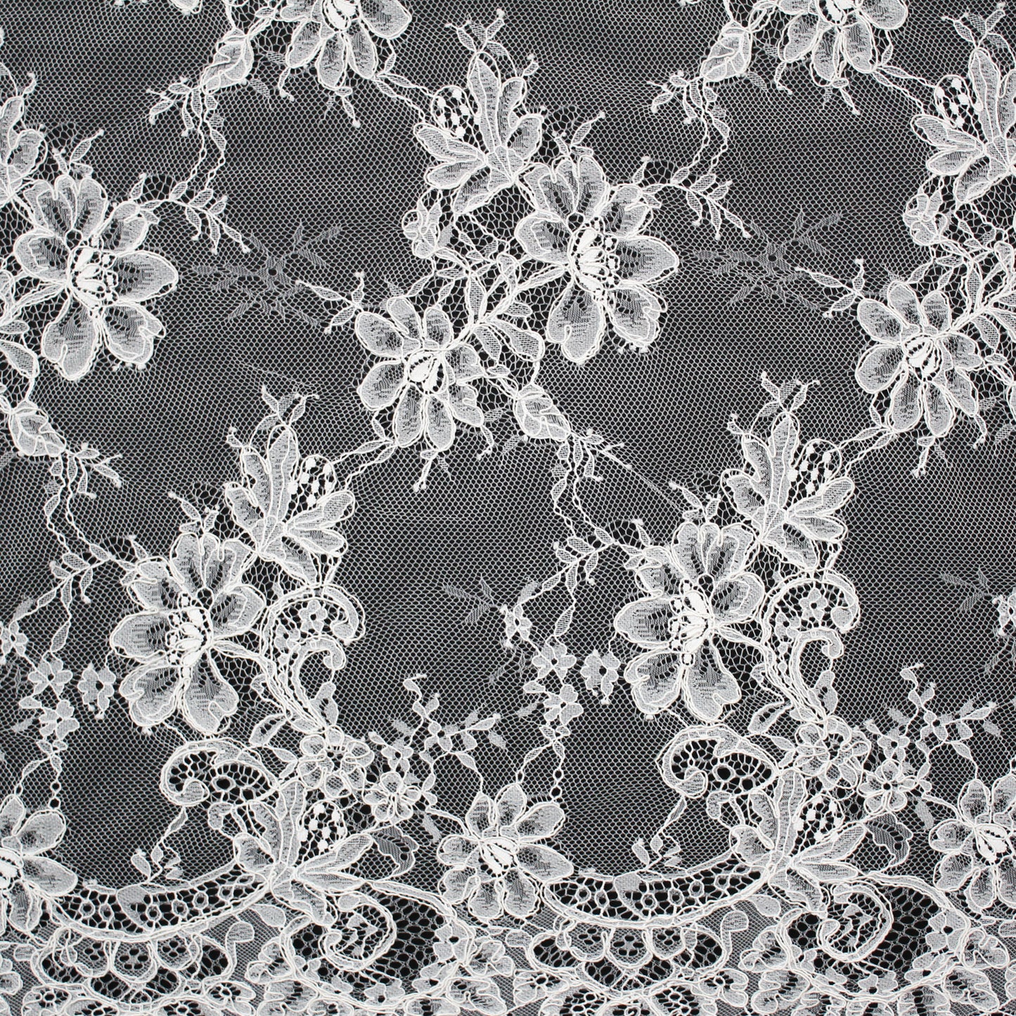 Re-embroidered Lace | Floral Bouquets | Medium Double Floral & Paisley Border | H 140 cm | FSW4205