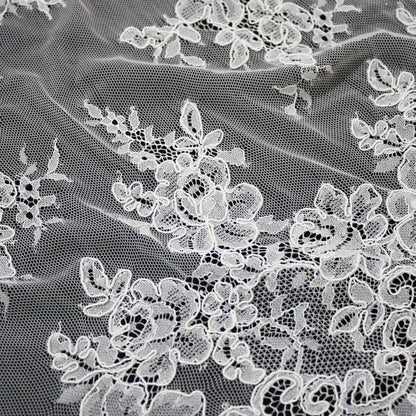 Re-embroidered Lace | Floral Bouquets | Low Double Floral Border | H 150 cm | FSW1932
