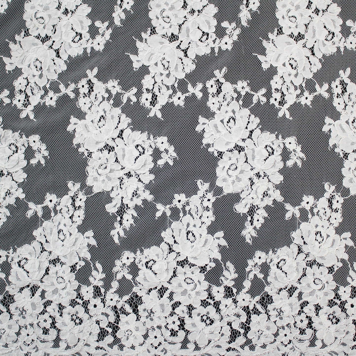 Re-embroidered Lace | Floral Bouquets | Medium Double Floral Border | H 150 cm | FSW1936