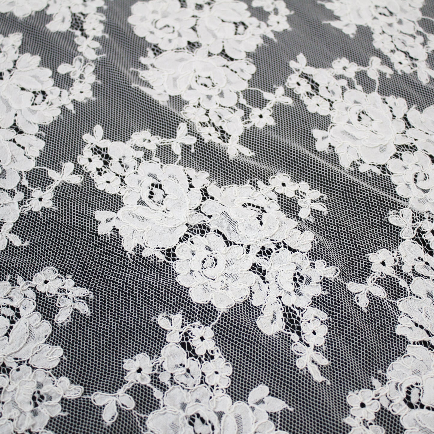 Re-embroidered Lace | Floral Bouquets | Medium Double Floral Border | H 150 cm | FSW1936