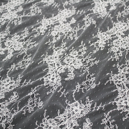 Re-embroidered Lace | Small Floral Bouquets | Double Floral Border | H 150 cm | FSW4265