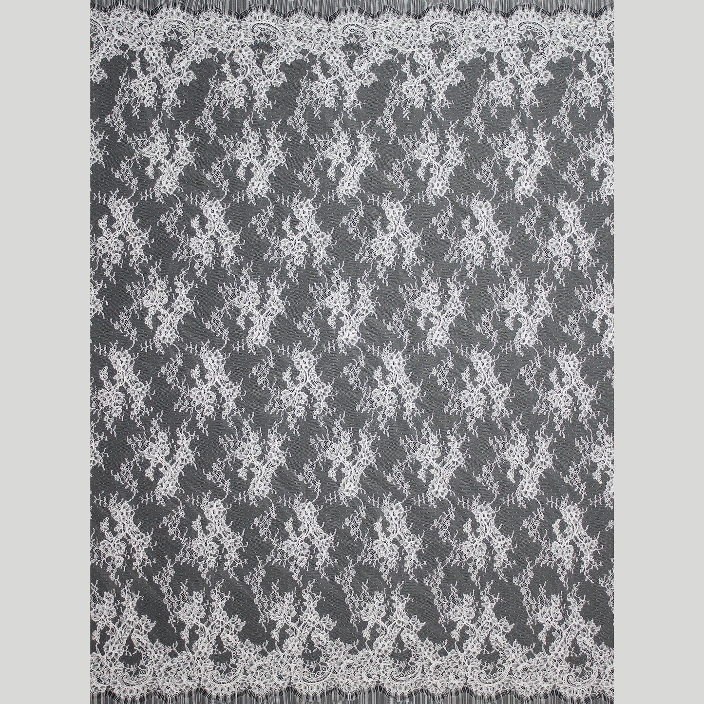 Re-embroidered Lace | Small Floral Bouquets | Double Floral Border | H 150 cm | FSW4265