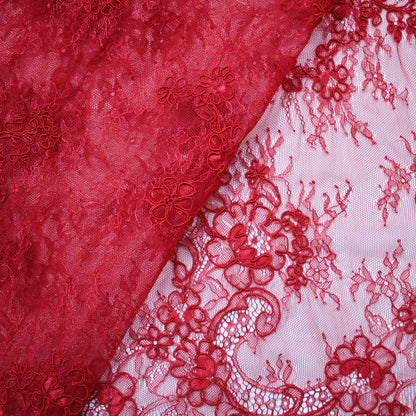 Re-embroidered Lace | Small Floral Bouquets | Double Floral & Paisley Border | H 130 cm | FSW2971