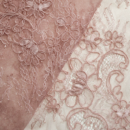 Re-embroidered Lace | Small Floral Bouquets | Double Floral & Paisley Border | H 130 cm | FSW2971