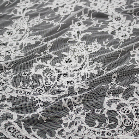 Re-embroidered Lace | Rose Bouquets | High Floral Branch & Paisley Border | H 140 cm | FSW2315