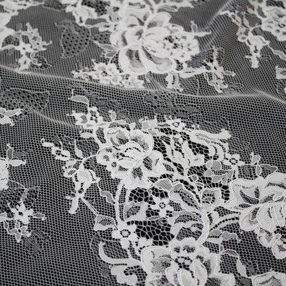Re-embroidered Lace | Rose Bouquet Pattern | Double Floral Border | H 150 cm | FSW1931
