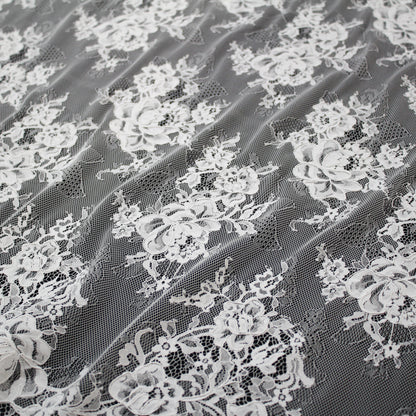 Re-embroidered Lace | Rose Bouquet Pattern | Double Floral Border | H 150 cm | FSW1931