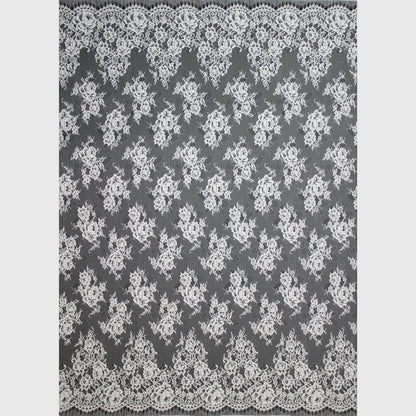 Re-embroidered Lace | Rose Bouquet Pattern | Double Floral Border | H 150 cm | FSW1931
