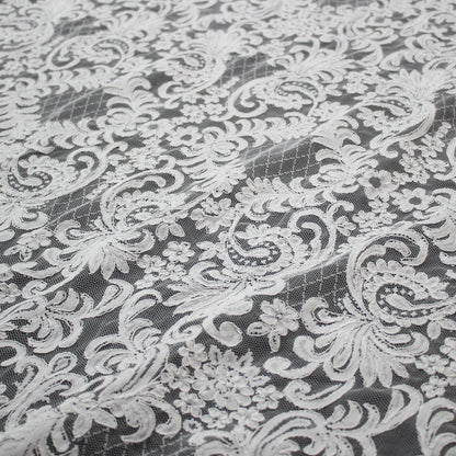 Re-embroidered Lace | Arabesque Pattern | Double Scalloped Edge | H 135 cm | FSW4347