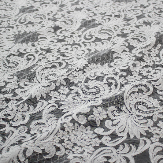 Re-embroidered Lace | Arabesque Pattern | Double Scalloped Edge | H 135 cm | FSW4347