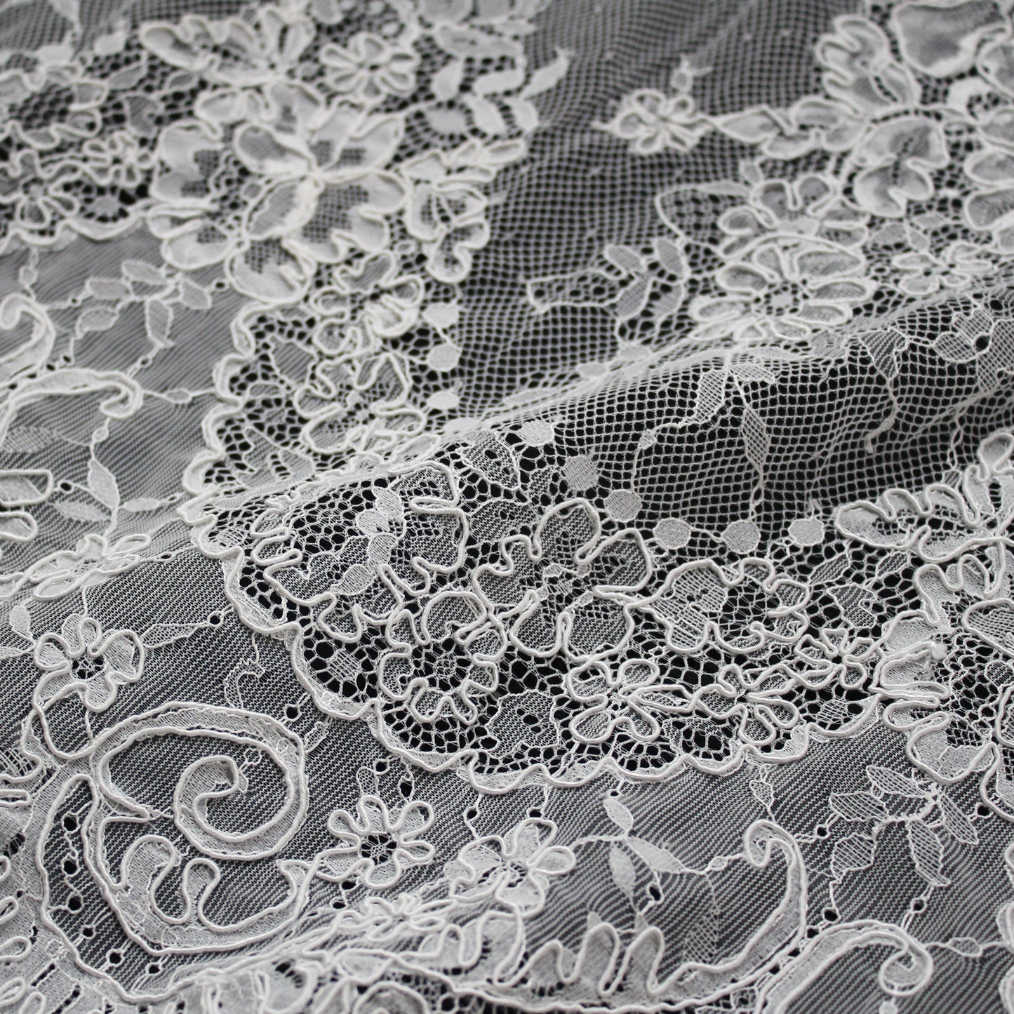 Re-embroidered Lace | Vertical Floral Stripe Pattern | Double Border | FSW2826