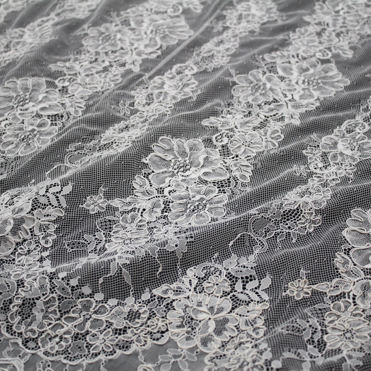 Re-embroidered Lace | Vertical Floral Stripe Pattern | Double Border | FSW2826