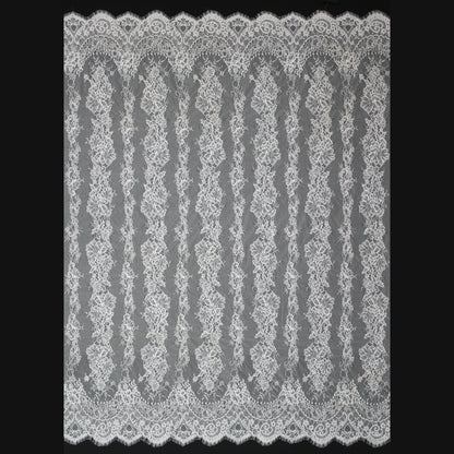 Re-embroidered Lace | Vertical Floral Stripe Pattern | Double Border | FSW2826
