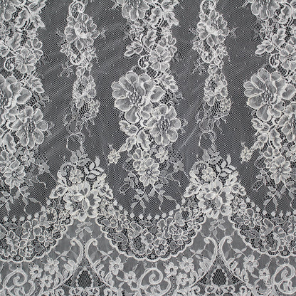 Re-embroidered Lace | Vertical Floral Stripe Pattern | Double Border | FSW2826