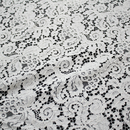 Re-embroidered Lace | Natural Leaf Motif | Double Scalloped Edge | H 145 cm | FSW4145