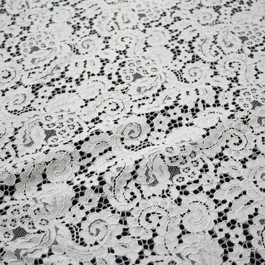 Re-embroidered Lace | Natural Leaf Motif | Double Scalloped Edge | H 145 cm | FSW4145