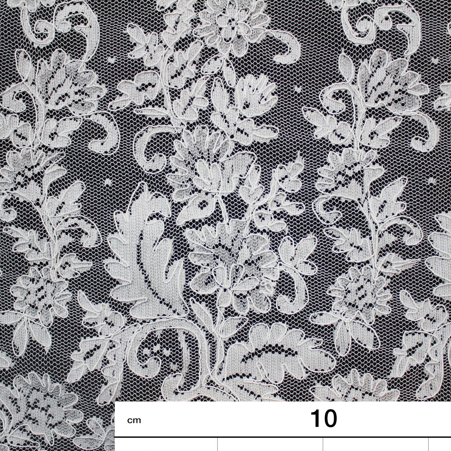 Re-embroidered Lace | Polka Dots & Vertical Floral Embroidery | Double Scalloped Edge | H 130 cm | FSW2827