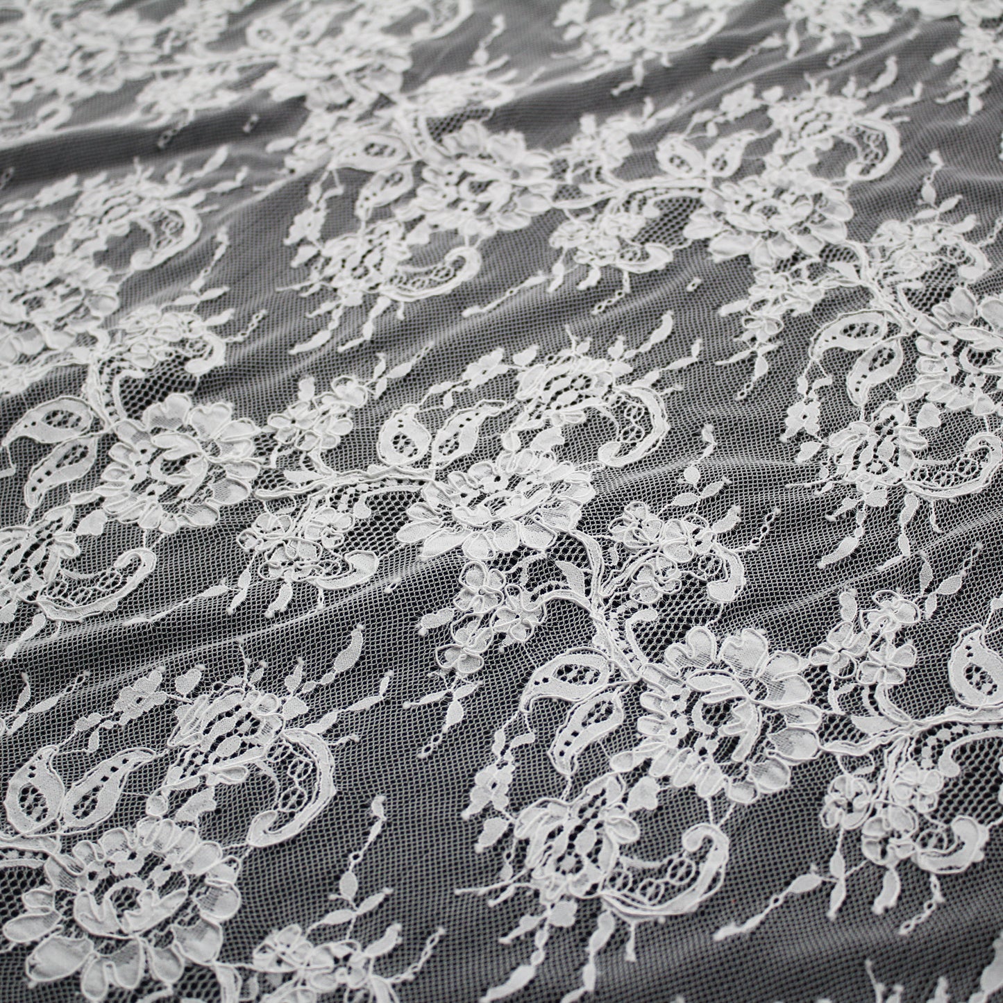 Re-embroidered Lace | Horizontal Floral Branch Stripes | Double Border | H 130–135 cm | FSW4252