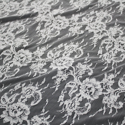 Re-embroidered Lace | Horizontal Floral Branch Stripes | Double Border | H 130–135 cm | FSW4252