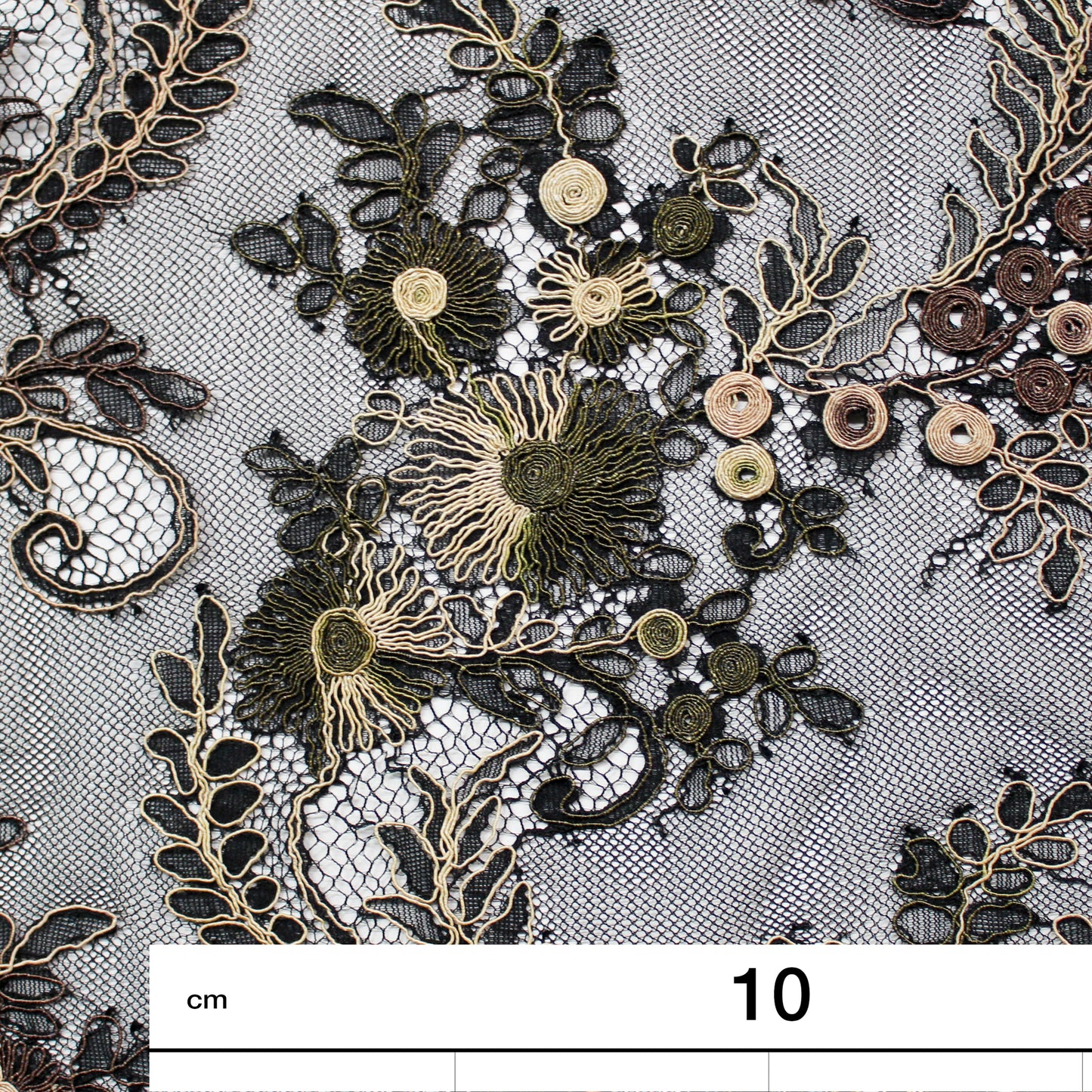 Re-embroidered Lace | Wavy Floral Branch Pattern | Double Paisley Scalloped Edge | H 135 cm | FSW2272