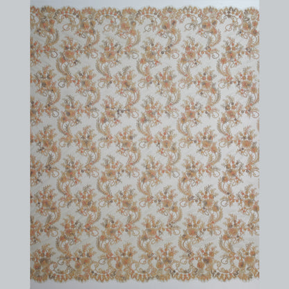 Re-embroidered Lace | Wavy Floral Branch Pattern | Double Paisley Scalloped Edge | H 135 cm | FSW2272