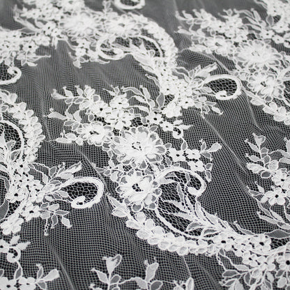 Re-embroidered Lace | Paisley & Floral Branch Pattern | High Double Floral Branch Border | H 150 cm | FSW4263