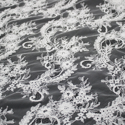 Re-embroidered Lace | Paisley & Floral Branch Pattern | High Double Floral Branch Border | H 150 cm | FSW4263