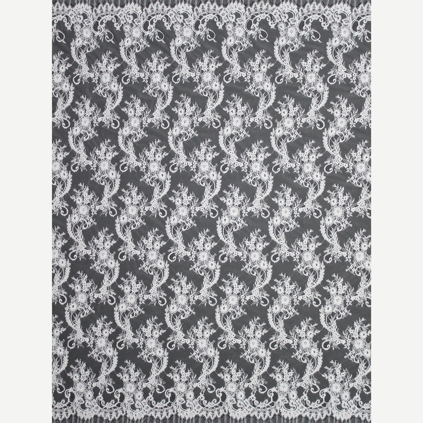 Re-embroidered Lace | Paisley & Floral Branch Pattern | High Double Floral Branch Border | H 150 cm | FSW4263