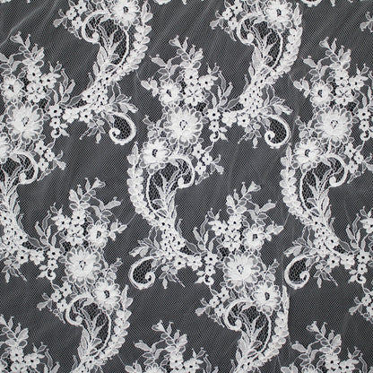 Re-embroidered Lace | Paisley & Floral Branch Pattern | High Double Floral Branch Border | H 150 cm | FSW4263