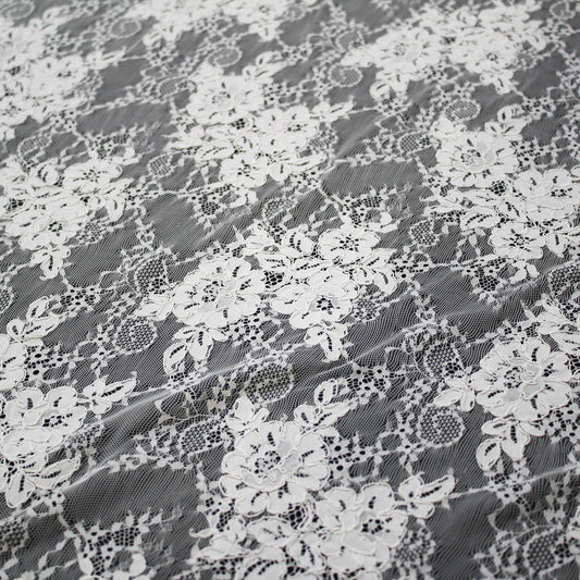 Re-embroidered lace | Floral embroidery | Double scalloped edge | H 150 cm | FSW1930