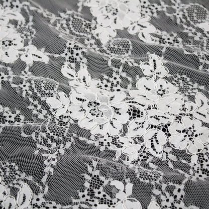 Re-embroidered lace | Floral embroidery | Double scalloped edge | H 150 cm | FSW1930