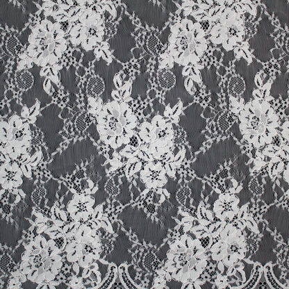 Re-embroidered lace | Floral embroidery | Double scalloped edge | H 150 cm | FSW1930