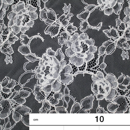 Re-embroidered Lace | All-over Floral Branches | Double Scalloped Edge | H 150 cm | FSW4261