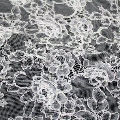 Re-embroidered Lace | All-over Floral Branches | Double Scalloped Edge | H 150 cm | FSW4261