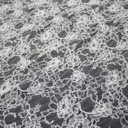 Re-embroidered Lace | All-over Floral Branches | Double Scalloped Edge | H 150 cm | FSW4261