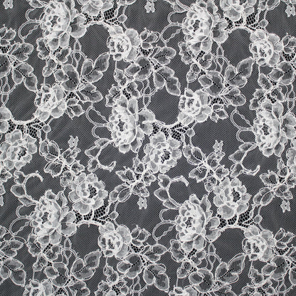 Re-embroidered Lace | All-over Floral Branches | Double Scalloped Edge | H 150 cm | FSW4261