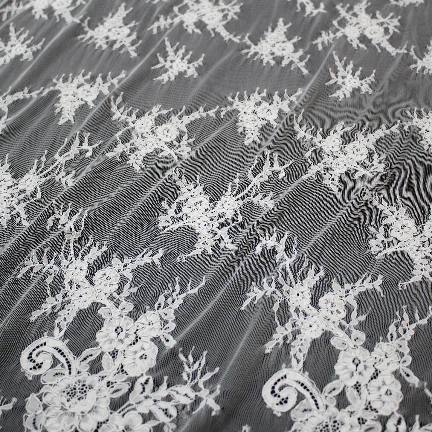 Re-embroidered Lace | Floral Branches | High Double Floral Branch Border | H 150 cm | FSW1933