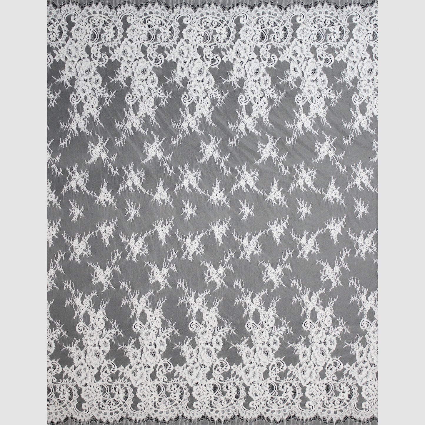 Re-embroidered Lace | Floral Branches | High Double Floral Branch Border | H 150 cm | FSW1933