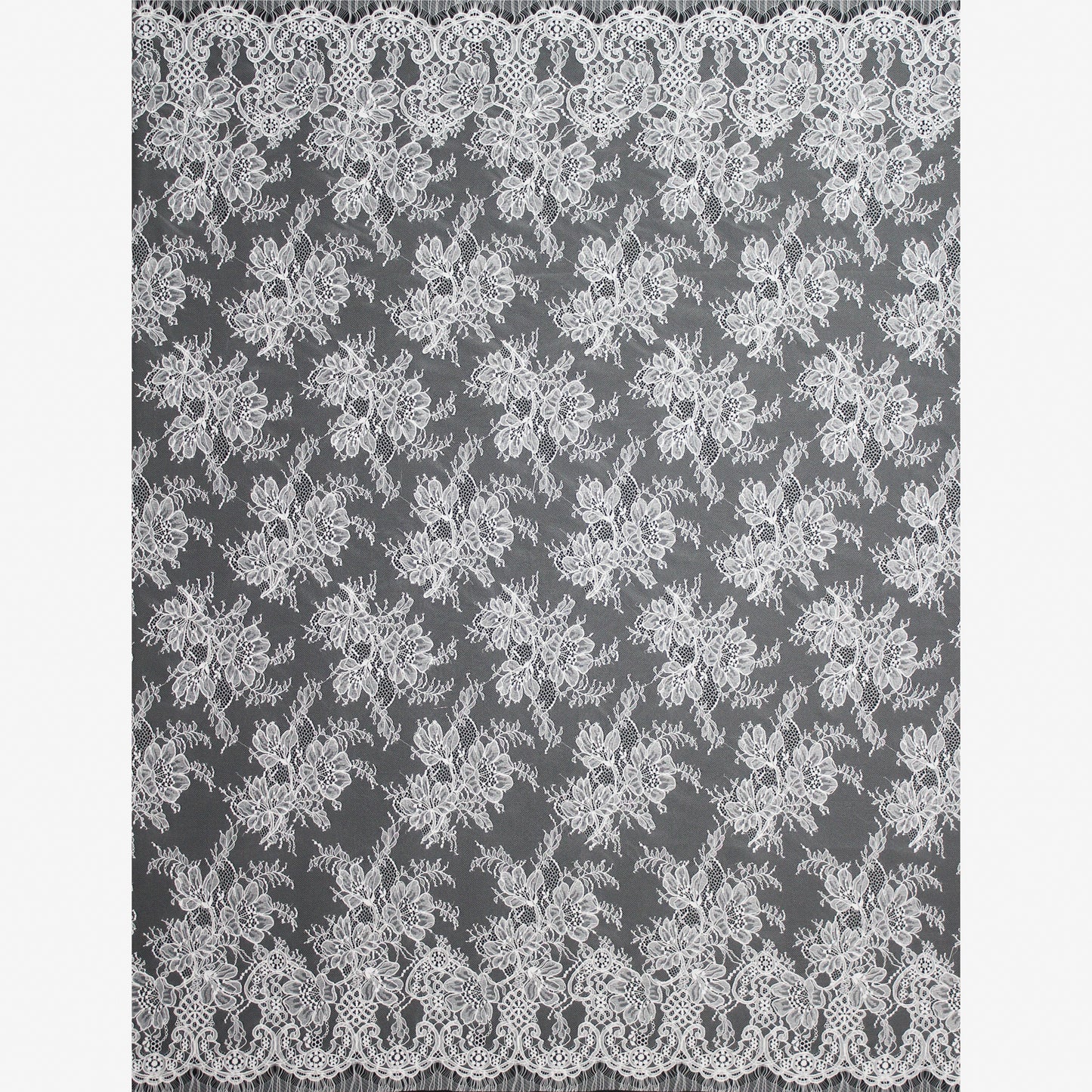 Re-embroidered Lace | Triple Floral Motif | High Double Floral Border | H 150 cm | FSW4274