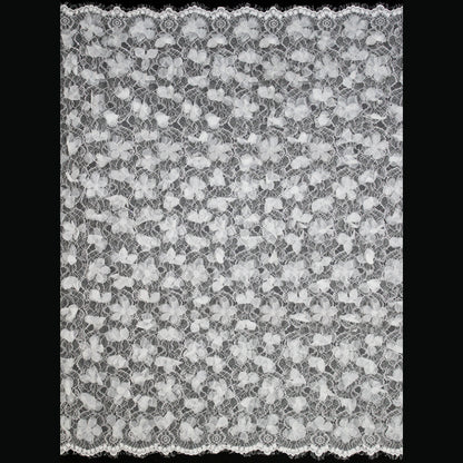 Haute Couture Lace | Bridal All-Over 3D Embroidered Lace with Pearls, Sequins, 3D Organza Flowers, Floral Motifs & Double Border | FRI3769