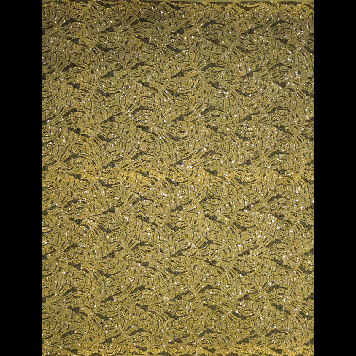 Haute Couture Lace | All-Over Embroidered Lace with Seed Beads, Sequins, Leaf Motifs & Double Scallop | FRI3588
