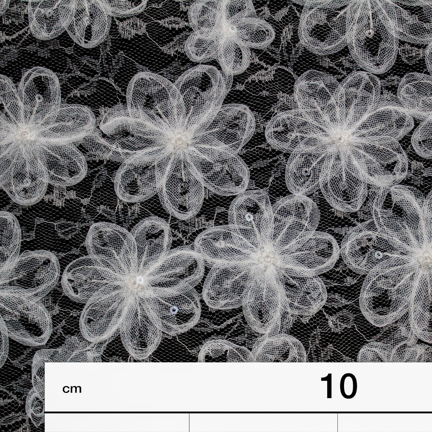 Embroidered Lace with 3D Tulle Flowers and Sequins