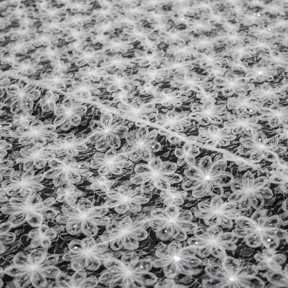 Embroidered Lace with 3D Tulle Flowers and Sequins