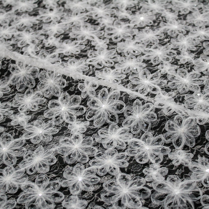 Embroidered Lace with 3D Tulle Flowers and Sequins