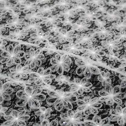 Embroidered Lace with 3D Tulle Flowers and Sequins