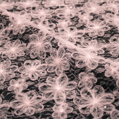 Embroidered Lace with 3D Tulle Flowers and Sequins