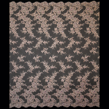 Pizzo Alta Moda | Pizzo Ricamato con Corallini, Paillettes, Ramage Floreale, Paisley e Doppio Bordo | FRI2211