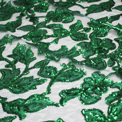 Embroidered Lace with Iridescent and Glossy Sequin Flowers